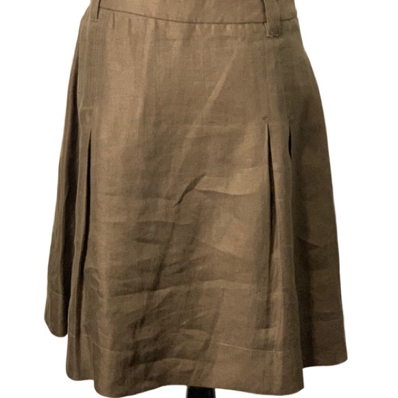 MNG by Mango Skirt 100% Linen Button all around  Pleats front pockets, wide hem - Picture 3 of 8